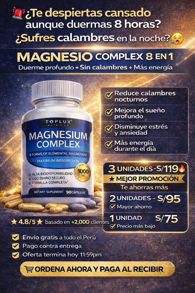 Magnesio Complex 8 en 1: formula original -90 cápsulas 🔥
